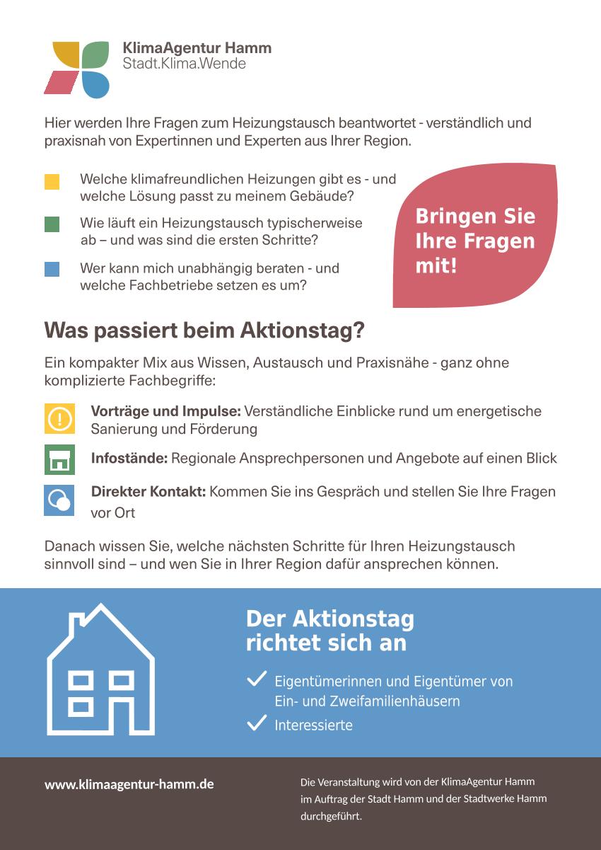 Flyer (Seite 2) zum Aktionstag Wärmewende mit Datum 14.11.2026