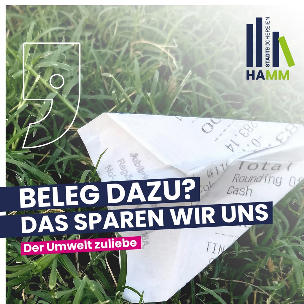 Bild zeigt eine Quittung, die auf dem Rasen liegt. Dazu gibt es eine Schrift ''Beleg dazu? Das sparen wir uns''