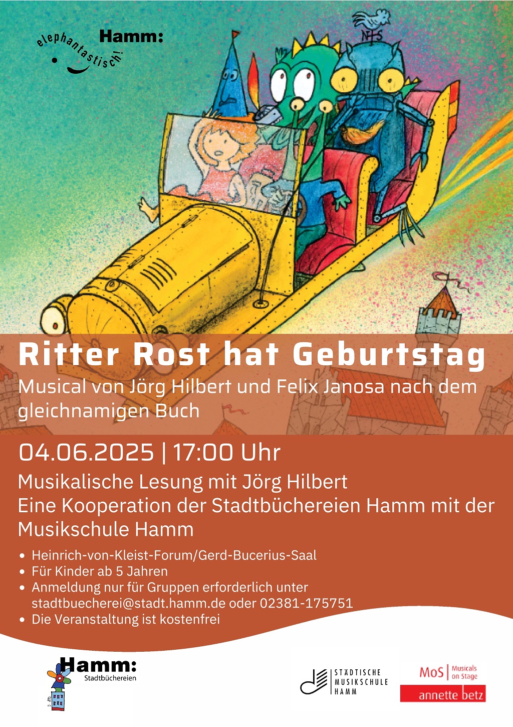 Plakat für die Veranstaltung ''Ritter Rost hat Geburtstag''