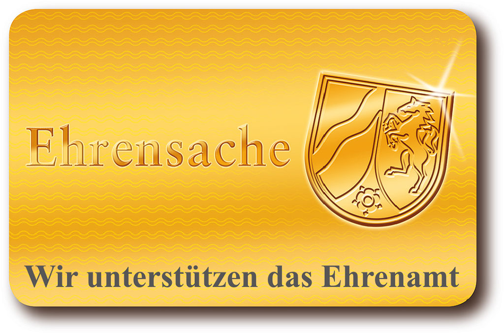 Ehrenamtskarte mit der Aufschrift ''Wir unterstützen das Ehrenamt'' Ehrenamtskarte mit der Aufschrift ''Wir unterstützen das Ehrenamt''