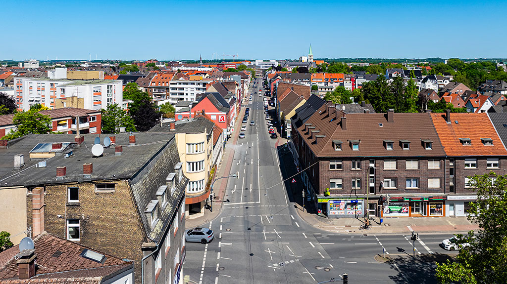 Luftbildaufnahme der Kreuzung Alleestra&szlig;e/Werler Stra&szlig;e