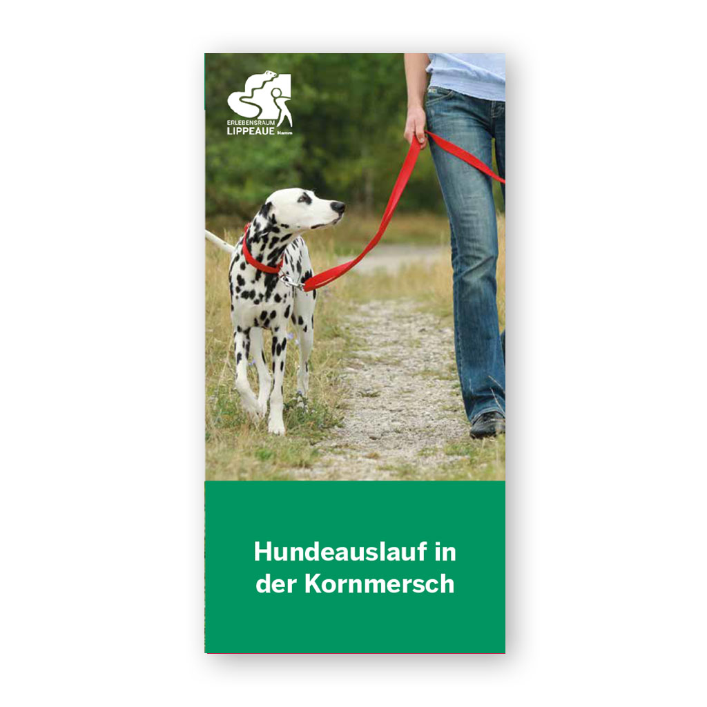 Das Bild zeigt das Titelbild zum Flyer "Hundeauslauf in der Kornmersch"